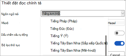 Những ngôn ngữ mà bạn có thể đọc chính tả bằng