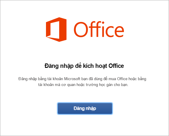 Chọn Đăng nhập để kích hoạt Office cho Mac