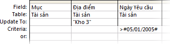 Truy vấn cập nhật với tiêu chí cập nhật đơn lẻ