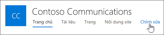 Menu trên cùng của site liên lạc