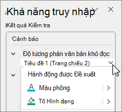 Hộp thoại hành động được đề xuất