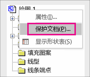 Visio 2016 的绘图资源管理器中的“保护文档”