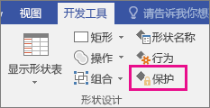 Visio 2016 中的“开发工具”选项卡上的“形状设计”中的“保护”