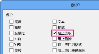 Visio 2016 中的“保护”对话框中的“从所选部分”