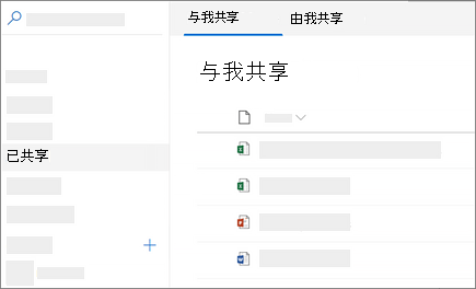 Web OneDrive for Business中“与我共享”视图的屏幕截图