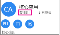 突出显示了 "专用组" 的示例组卡片
