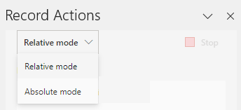 显示“相对模式”和“绝对模式”选项的“记录操作”选项选择器。