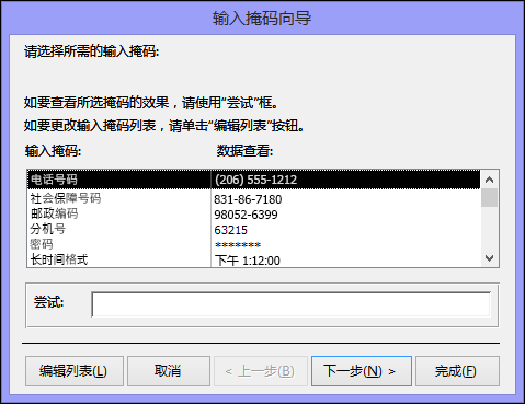 Access 桌面数据库中的输入掩码向导