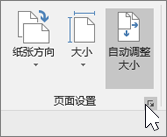 页面设置工具栏的屏幕截图，选择了“自动调整​​大小”