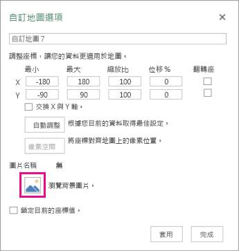 [自訂地圖選項] 對話方塊