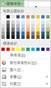 [圖案填滿色彩] 選項選單