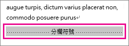 開啟 [顯示格式設定] 時選取分欄符號