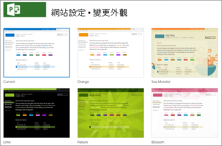 使用網站設計變更外觀功能表Project Online。