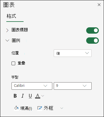 Excel 網頁版適用的圖例選項