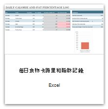 選取此項目以取得每日食物卡路里和脂肪記錄範本。