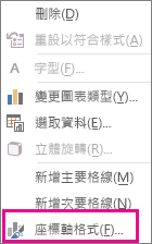 捷徑功能表上的 [座標軸格式] 命令