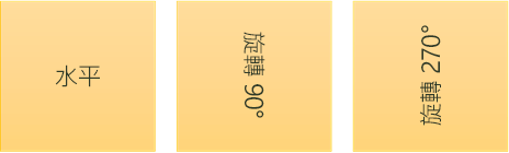 文字方向範例：水平和旋轉