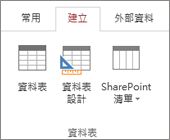 Access 功能區的 [建立] > [資料表設計] 命令 