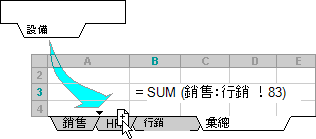 在合併彙算中插入另一張工作表