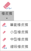 PowerPoint for Office 2019 有四個用於數位筆跡的橡皮擦。