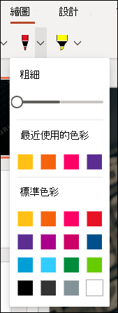 PowerPoint 網頁版中的 [自定義畫筆] 功能表