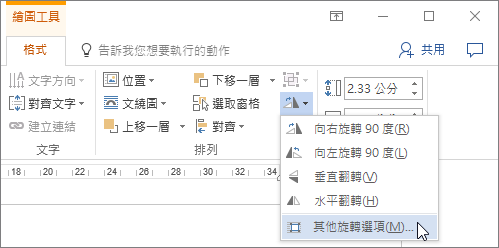[旋轉] 功能表上的 [其他旋轉選項]