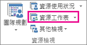 [檢視] 索引標籤上的 [資源工作表]