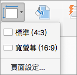 顯示 [投影片大小] 功能表