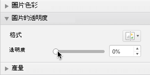 [格式化圖案] 窗格中的 [透明] 滑桿