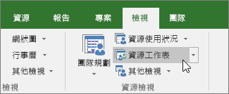 資源工作表檢視