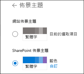 為您的 SharePoint 網站選取新的主題