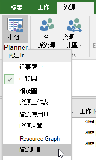 變更為 [資源計劃] 檢視