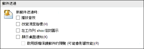 [郵件送達]選項